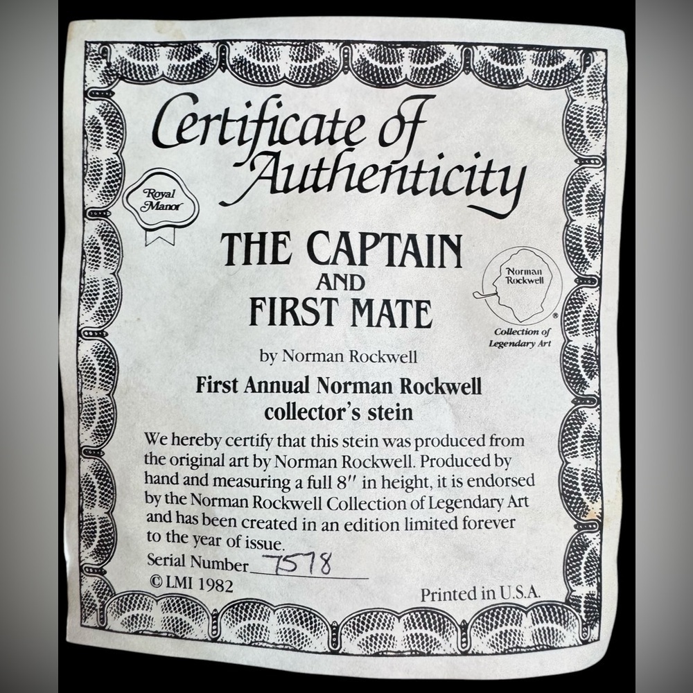 Authentic Norman Rockwell Stein “The Captain And First Mate" - Picture 11 of 14